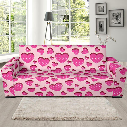 Heart Pink Pattern Print Design HE06 Sofa Slipcover-JORJUNE.COM