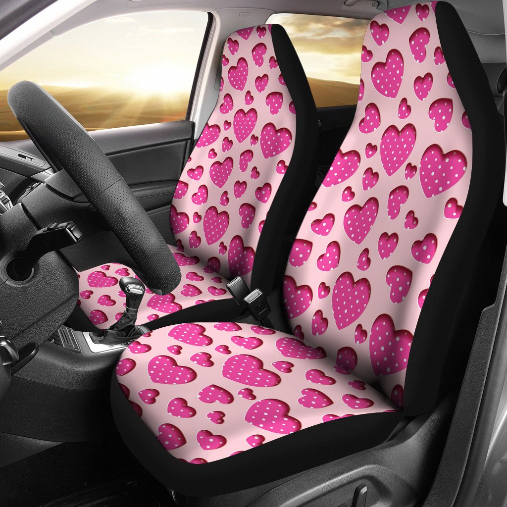 Heart Pink Pattern Print Design HE06 Universal Fit Car Seat Covers-JorJune