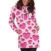Heart Pink Pattern Print Design HE06 Women Hoodie Dress