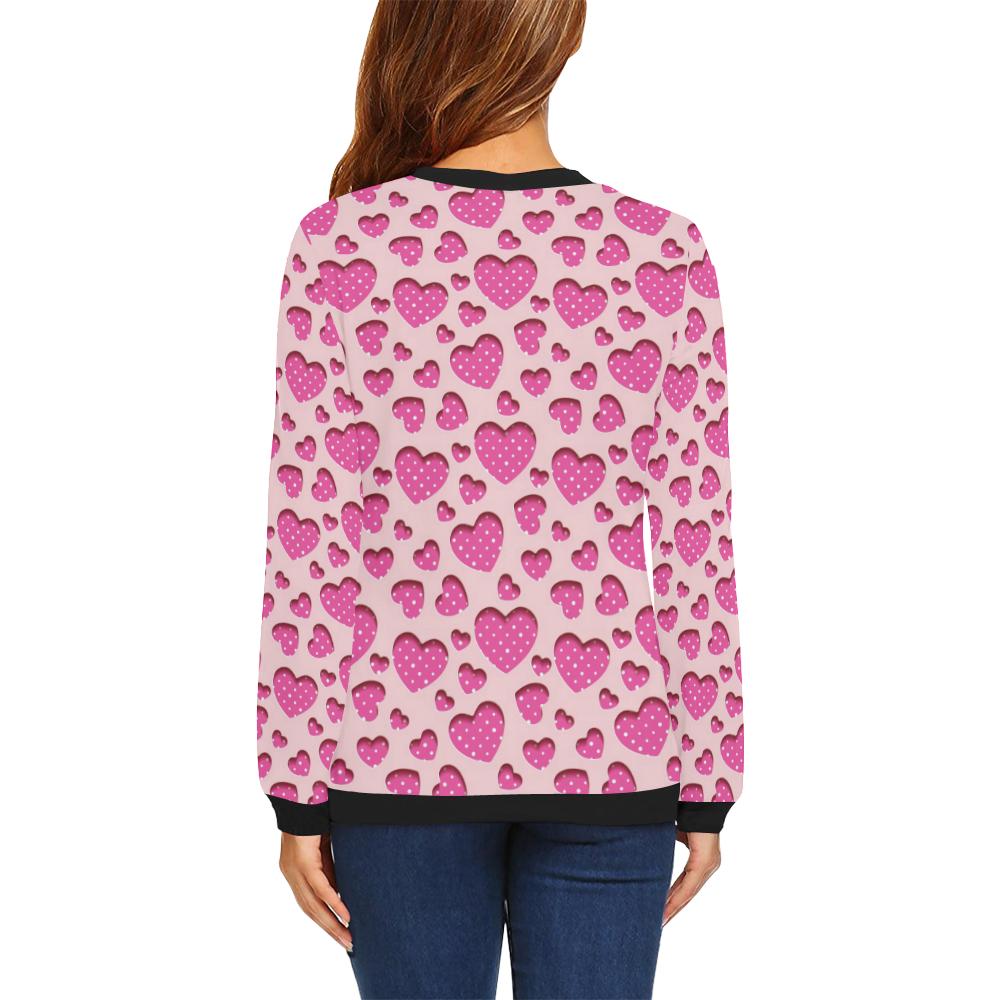 Heart Pink Pattern Print Design HE06 Women Long Sleeve Sweatshirt-JorJune