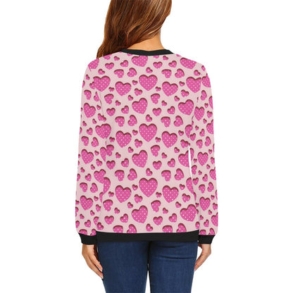 Heart Pink Pattern Print Design HE06 Women Long Sleeve Sweatshirt-JorJune