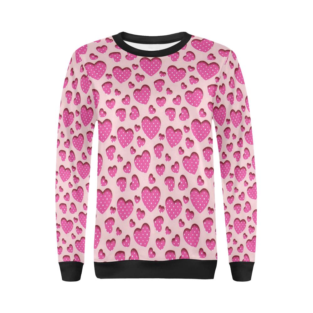 Heart Pink Pattern Print Design HE06 Women Long Sleeve Sweatshirt-JorJune