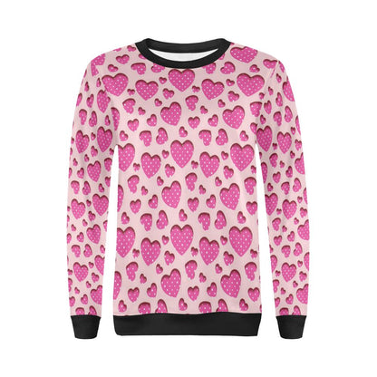 Heart Pink Pattern Print Design HE06 Women Long Sleeve Sweatshirt-JorJune