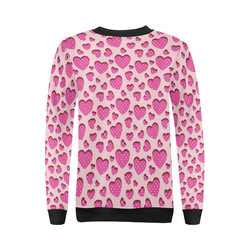 Heart Pink Pattern Print Design HE06 Women Long Sleeve Sweatshirt-JorJune