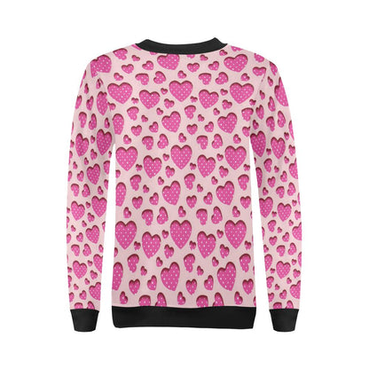 Heart Pink Pattern Print Design HE06 Women Long Sleeve Sweatshirt-JorJune