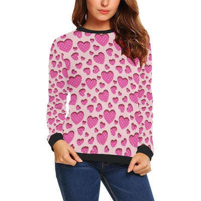 Heart Pink Pattern Print Design HE06 Women Long Sleeve Sweatshirt-JorJune