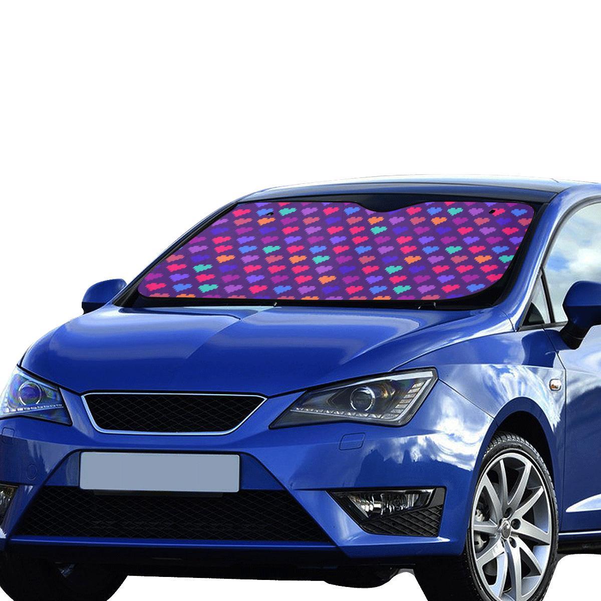 Heart Pixel Pattern Print Design HE03 Car Sun Shade-JorJune