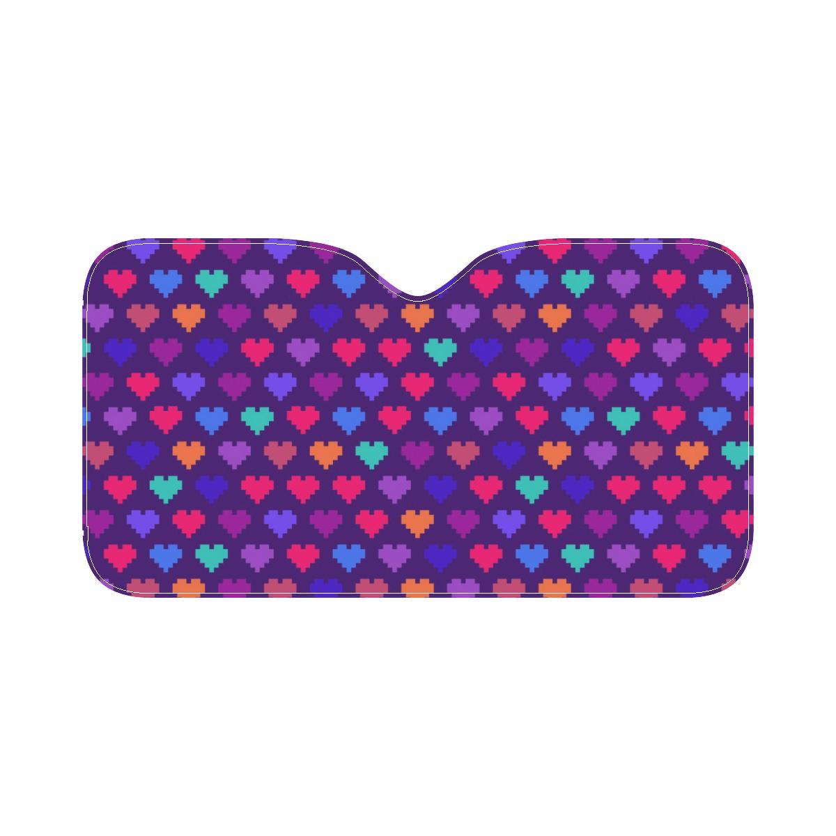 Heart Pixel Pattern Print Design HE03 Car Sun Shade-JorJune