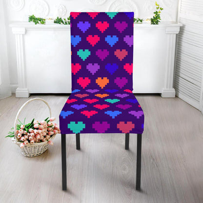 Heart Pixel Pattern Print Design HE03 Dining Chair Slipcover-JORJUNE.COM