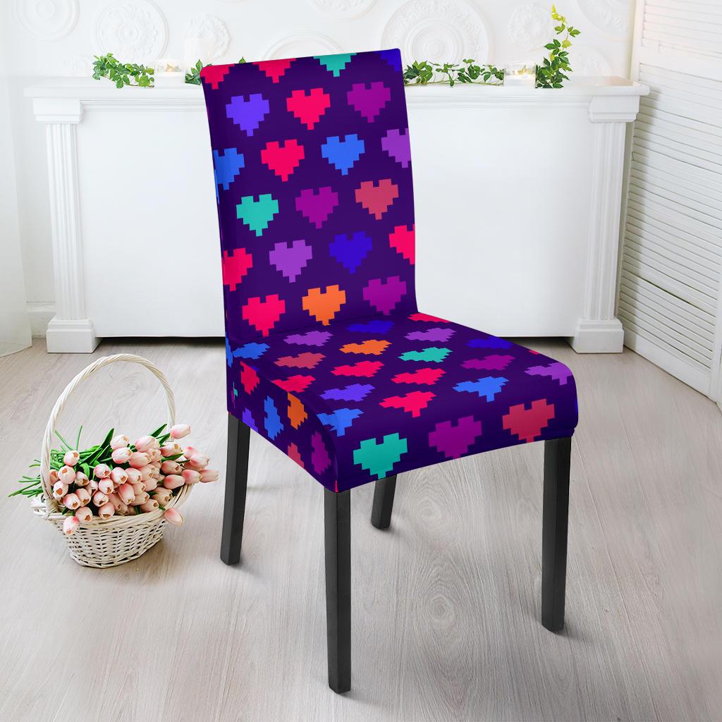 Heart Pixel Pattern Print Design HE03 Dining Chair Slipcover-JORJUNE.COM