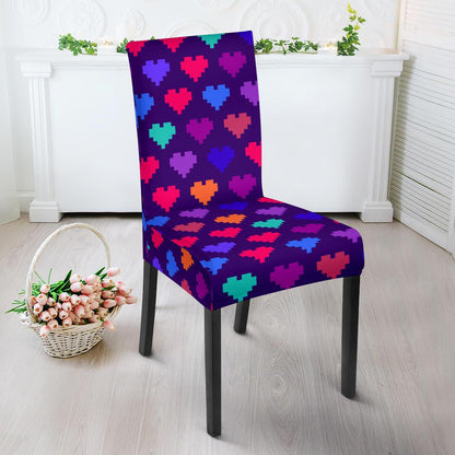 Heart Pixel Pattern Print Design HE03 Dining Chair Slipcover-JORJUNE.COM
