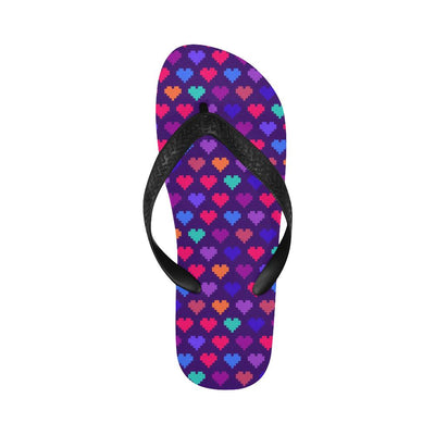 Heart Pixel Pattern Print Design HE03 Flip Flops-JorJune