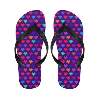 Heart Pixel Pattern Print Design HE03 Flip Flops-JorJune