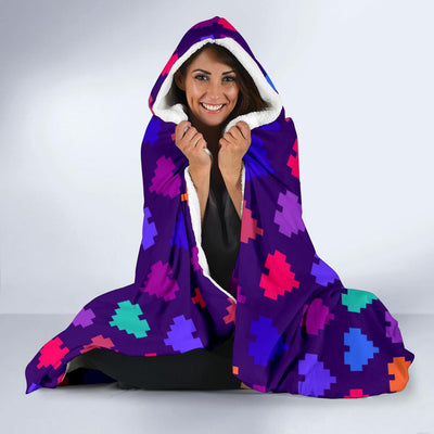 Heart Pixel Pattern Print Design HE03 Hooded Blanket-JORJUNE.COM