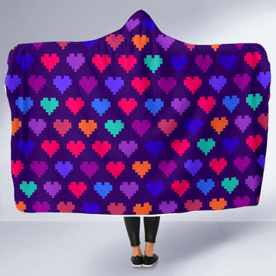 Heart Pixel Pattern Print Design HE03 Hooded Blanket-JORJUNE.COM