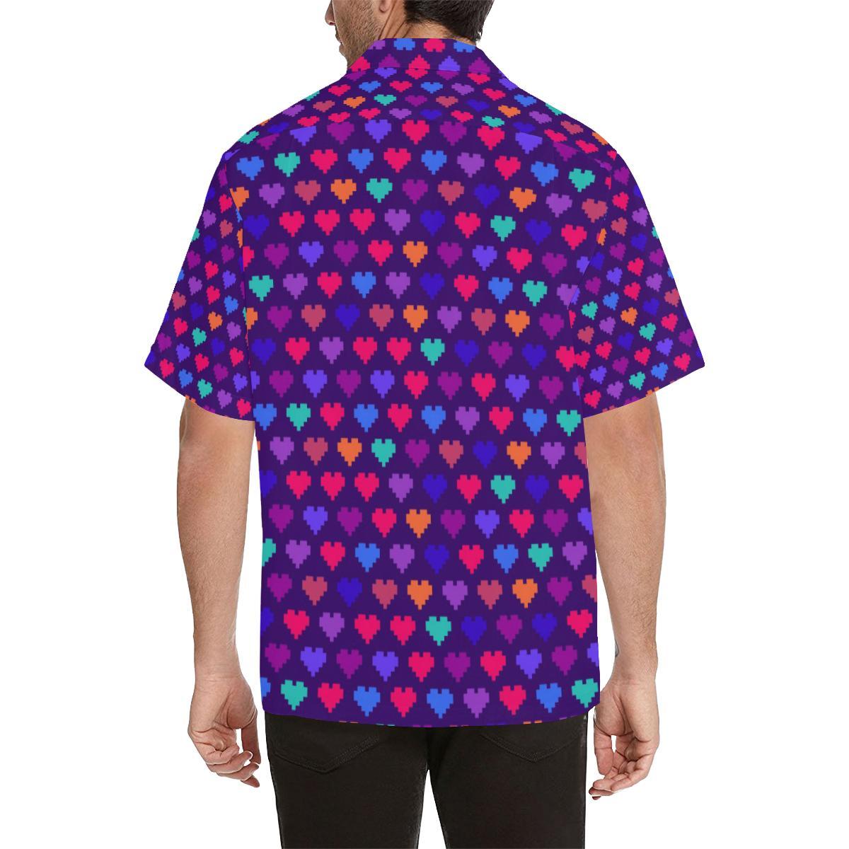 Heart Pixel Pattern Print Design HE03 Men Hawaiian Shirt-JorJune