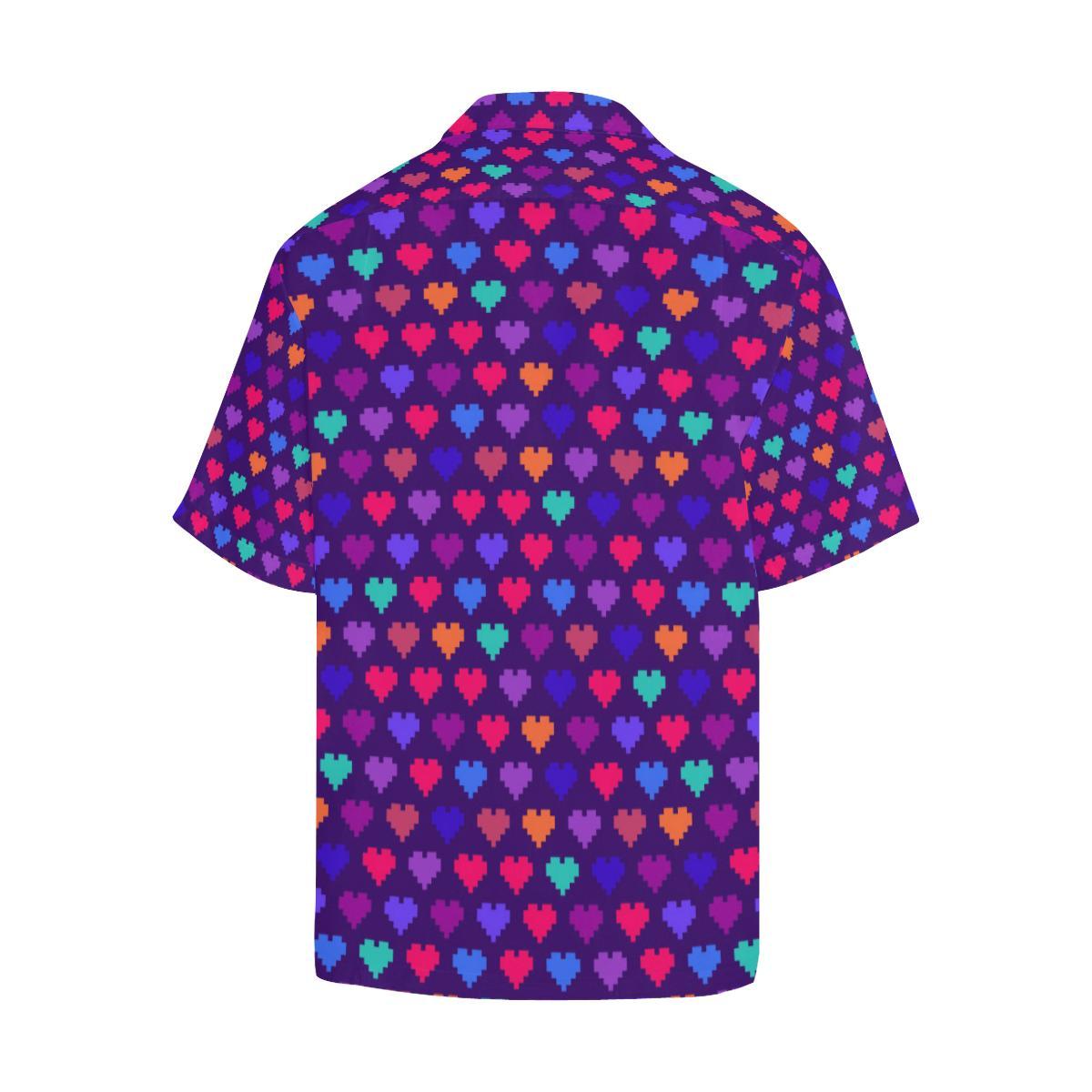 Heart Pixel Pattern Print Design HE03 Men Hawaiian Shirt-JorJune