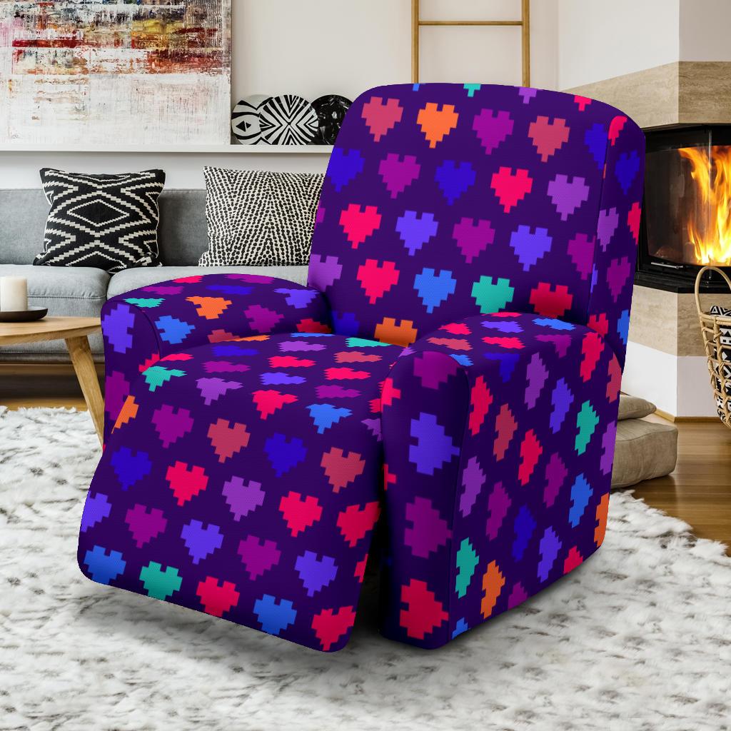 Heart Pixel Pattern Print Design HE03 Recliner Slipcover-JORJUNE.COM