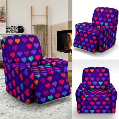 Heart Pixel Pattern Print Design HE03 Recliner Slipcover-JORJUNE.COM