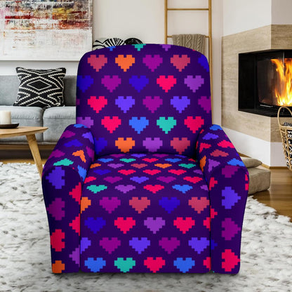 Heart Pixel Pattern Print Design HE03 Recliner Slipcover-JORJUNE.COM