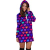 Heart Pixel Pattern Print Design HE03 Women Hoodie Dress