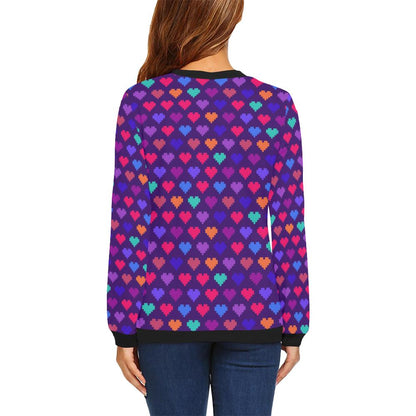 Heart Pixel Pattern Print Design HE03 Women Long Sleeve Sweatshirt-JorJune