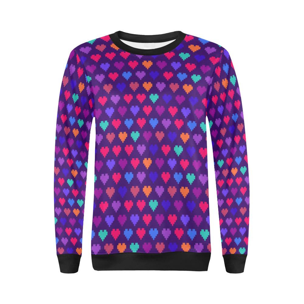 Heart Pixel Pattern Print Design HE03 Women Long Sleeve Sweatshirt-JorJune