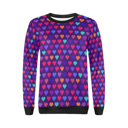 Heart Pixel Pattern Print Design HE03 Women Long Sleeve Sweatshirt-JorJune