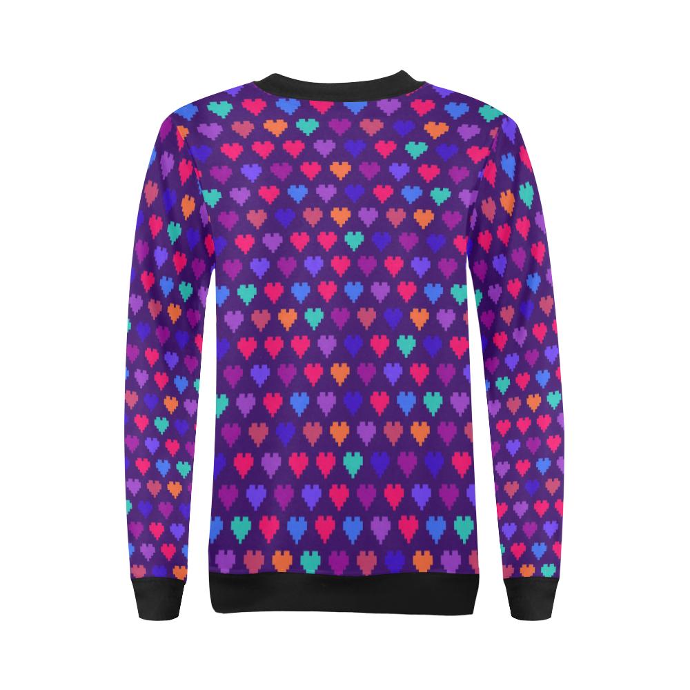 Heart Pixel Pattern Print Design HE03 Women Long Sleeve Sweatshirt-JorJune