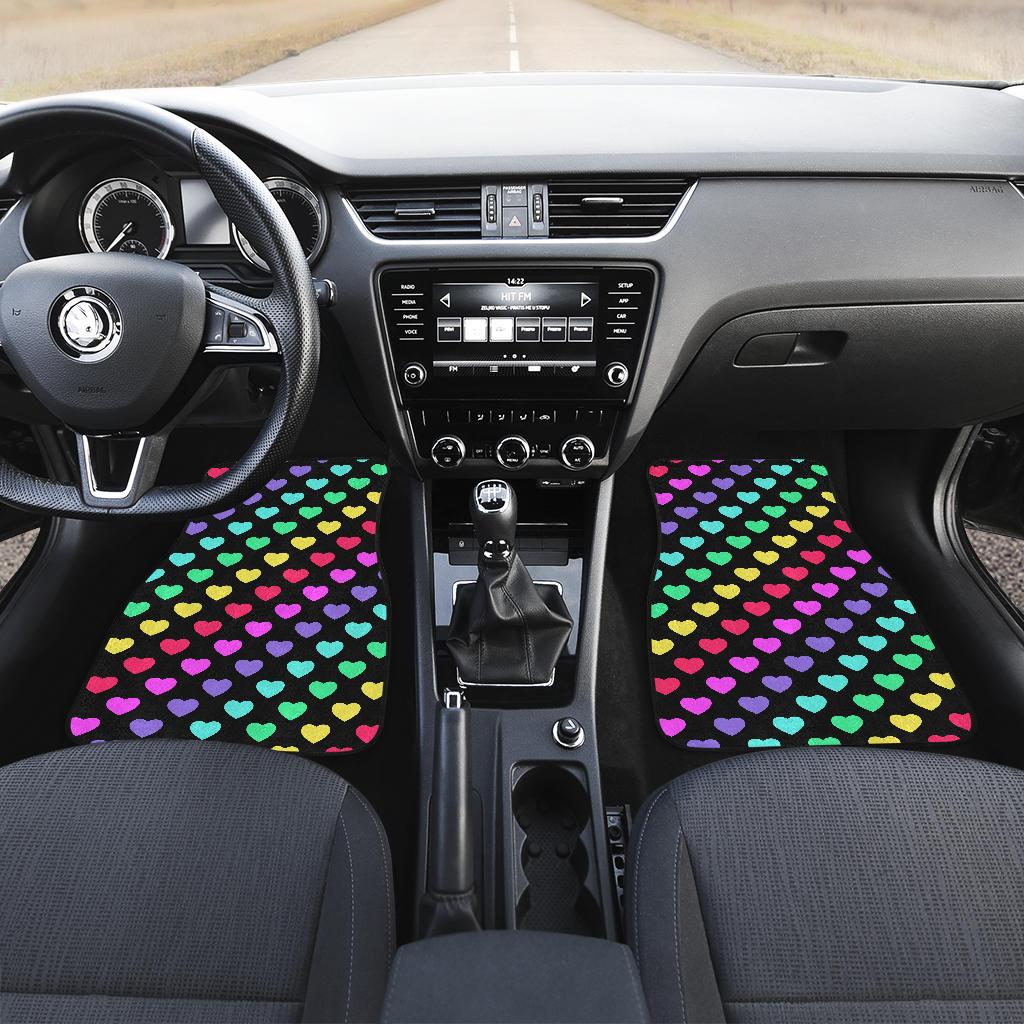 Heart Rainbow Pattern Print Design HE02 Car Floor Mats-JorJune