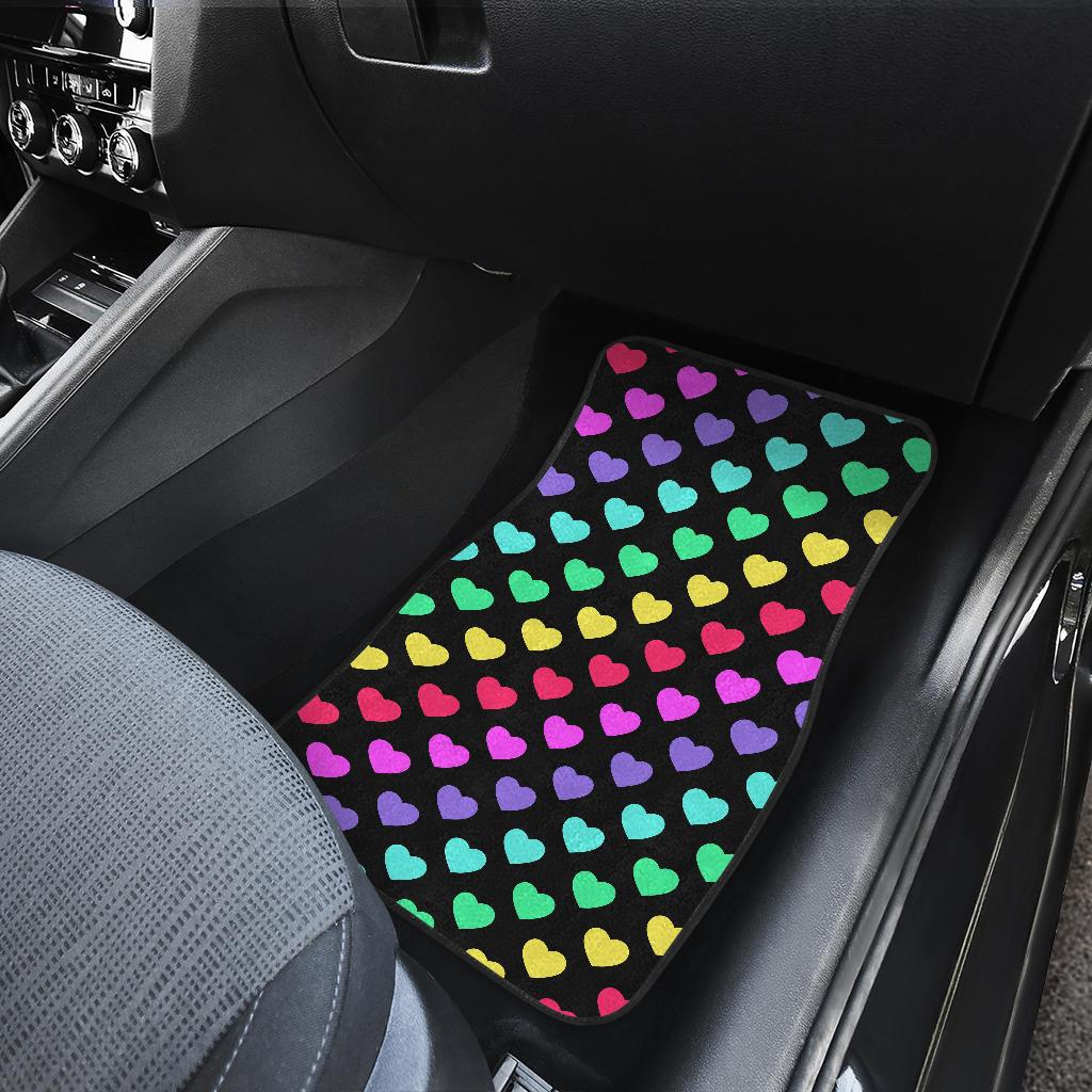 Heart Rainbow Pattern Print Design HE02 Car Floor Mats-JorJune