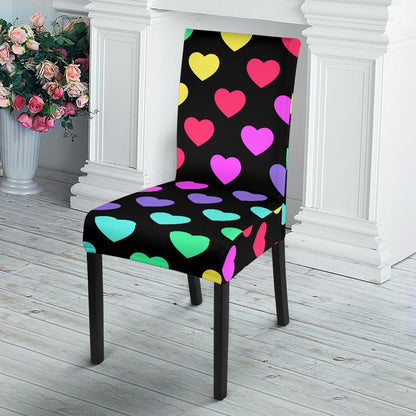 Heart Rainbow Pattern Print Design HE02 Dining Chair Slipcover-JORJUNE.COM