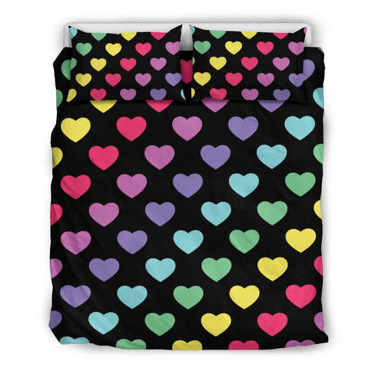 Heart Rainbow Pattern Print Design HE02 Duvet Cover Bedding Set-JORJUNE.COM