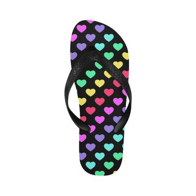 Heart Rainbow Pattern Print Design HE02 Flip Flops-JorJune