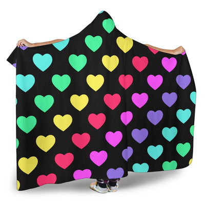 Heart Rainbow Pattern Print Design HE02 Hooded Blanket-JORJUNE.COM