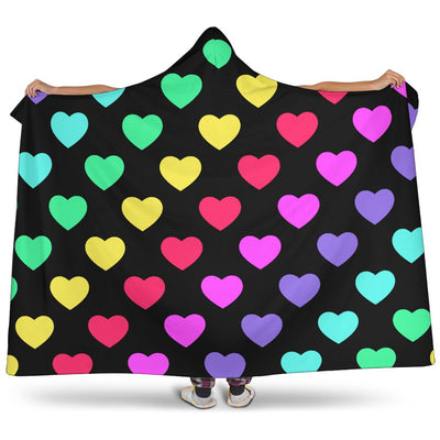 Heart Rainbow Pattern Print Design HE02 Hooded Blanket-JORJUNE.COM