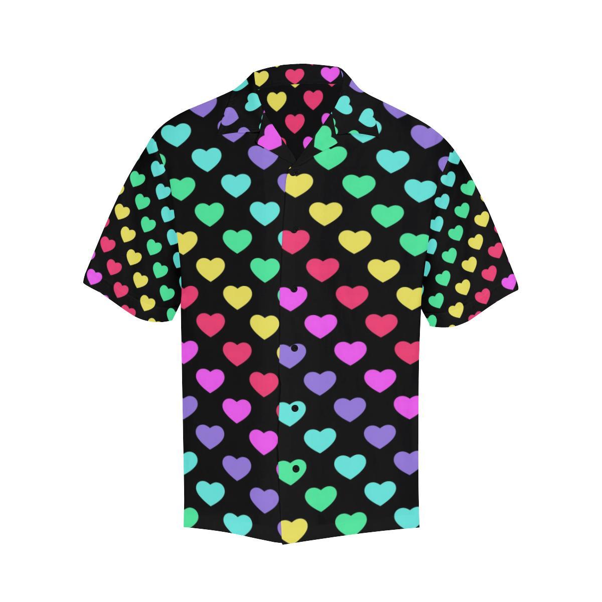 Heart Rainbow Pattern Print Design HE02 Men Hawaiian Shirt-JorJune