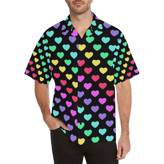 Heart Rainbow Pattern Print Design HE02 Men Hawaiian Shirt-JorJune