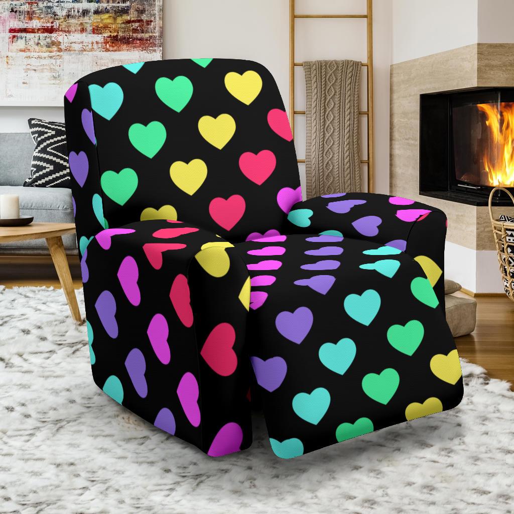 Heart Rainbow Pattern Print Design HE02 Recliner Slipcover-JORJUNE.COM