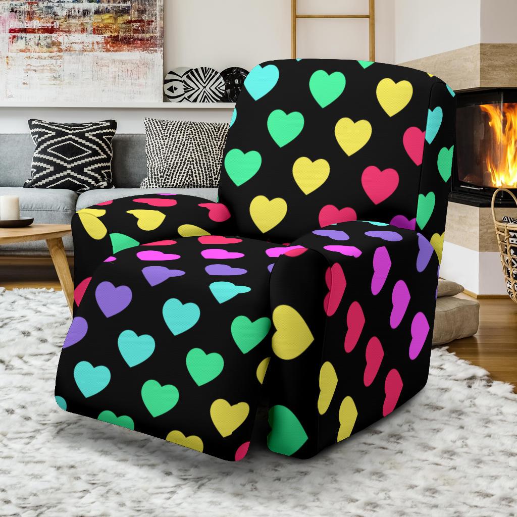 Heart Rainbow Pattern Print Design HE02 Recliner Slipcover-JORJUNE.COM