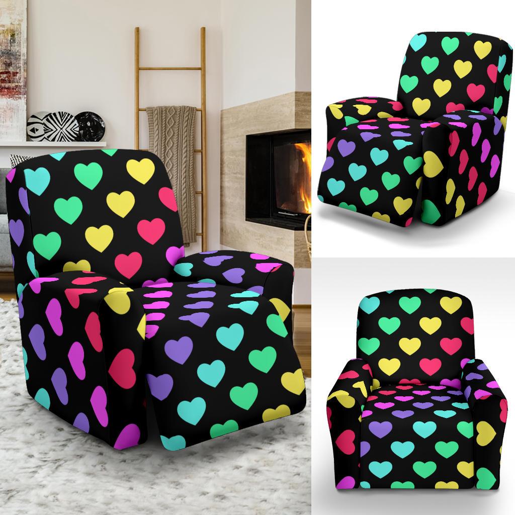 Heart Rainbow Pattern Print Design HE02 Recliner Slipcover-JORJUNE.COM