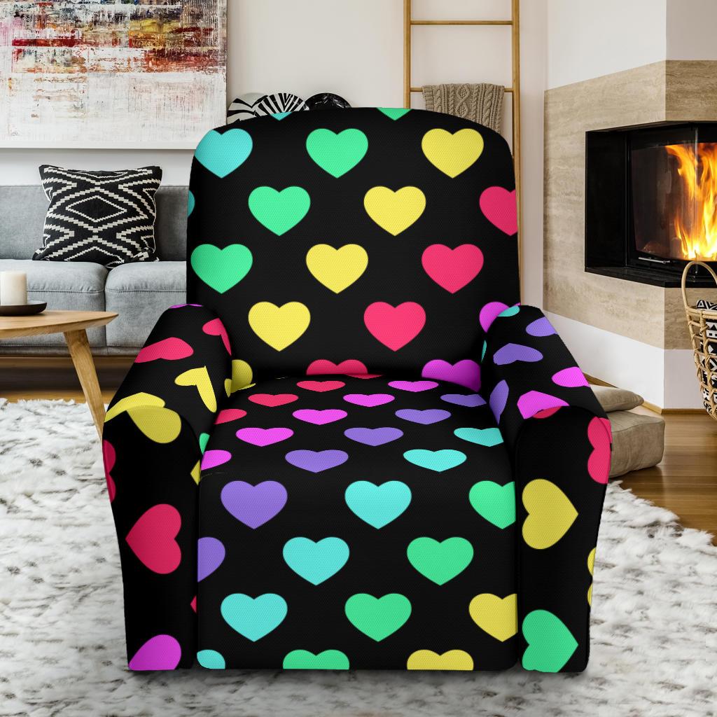 Heart Rainbow Pattern Print Design HE02 Recliner Slipcover-JORJUNE.COM