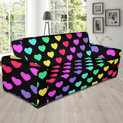 Heart Rainbow Pattern Print Design HE02 Sofa Slipcover-JORJUNE.COM