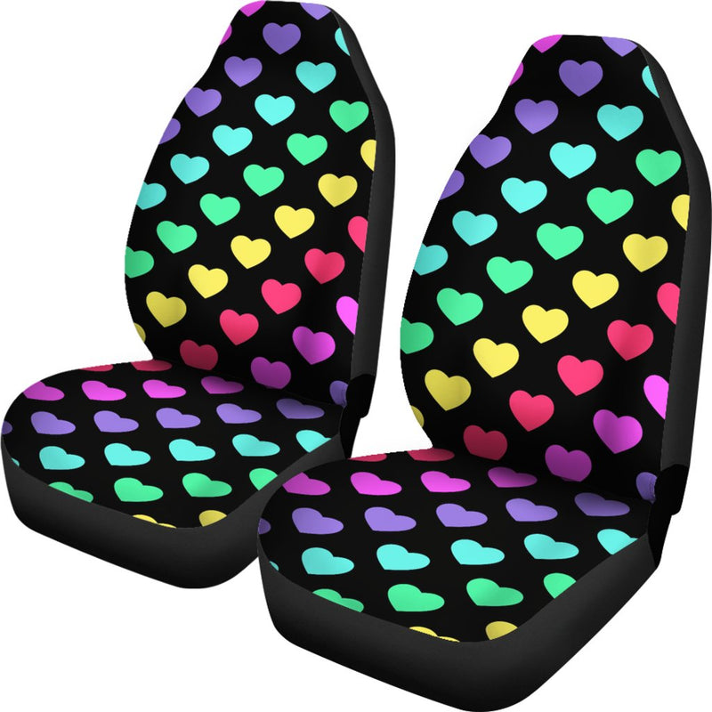 Heart Rainbow Pattern Print Design HE02 Universal Fit Car Seat Covers-JorJune