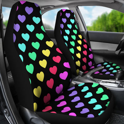 Heart Rainbow Pattern Print Design HE02 Universal Fit Car Seat Covers-JorJune