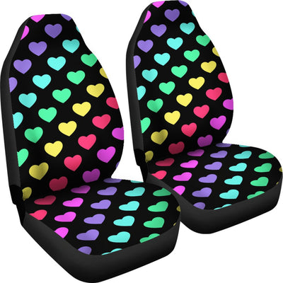 Heart Rainbow Pattern Print Design HE02 Universal Fit Car Seat Covers-JorJune