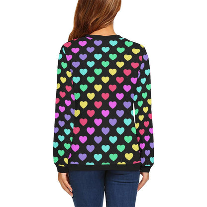 Heart Rainbow Pattern Print Design HE02 Women Long Sleeve Sweatshirt-JorJune