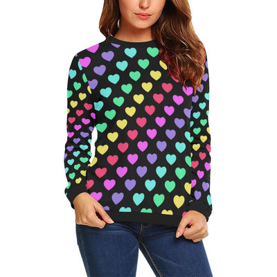 Heart Rainbow Pattern Print Design HE02 Women Long Sleeve Sweatshirt-JorJune