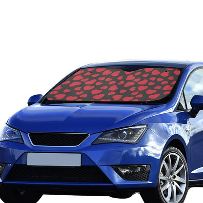 Heart Red Pattern Print Design HE01 Car Sun Shade-JorJune