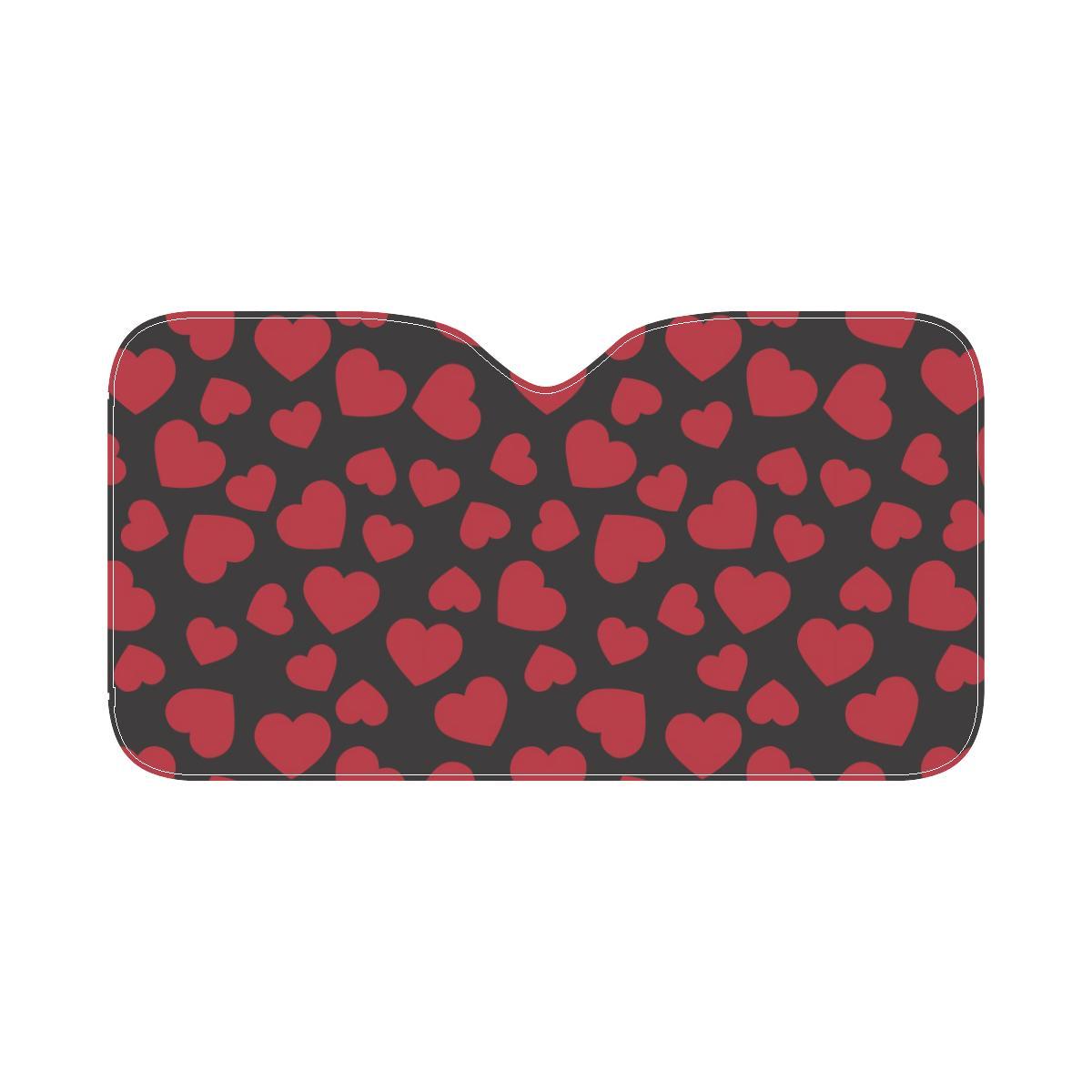 Heart Red Pattern Print Design HE01 Car Sun Shade-JorJune